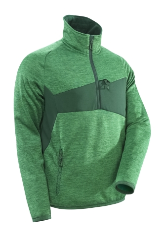 Fleecepullover mit Zip grasgrün