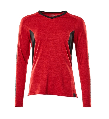 Damenlangarmshirt, COOLMAX®, rot/schwarz