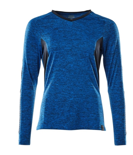 Damenlangarmshirt, COOLMAX®, blau/schwarzblau