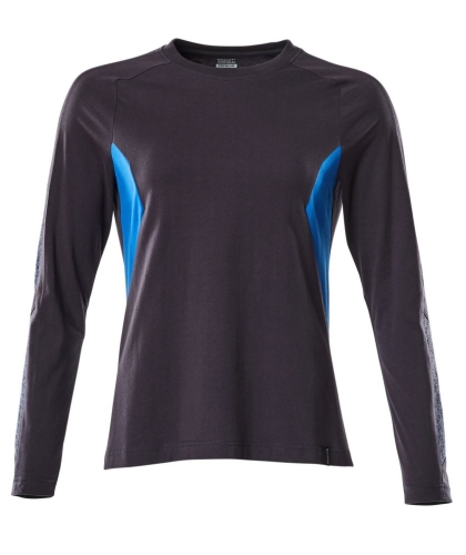 Damen T-Shirt, Langarm, schwarzblau/azurblau