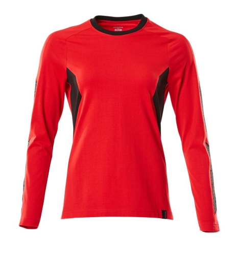 Damen T-Shirt, Langarm, rot/schwarz