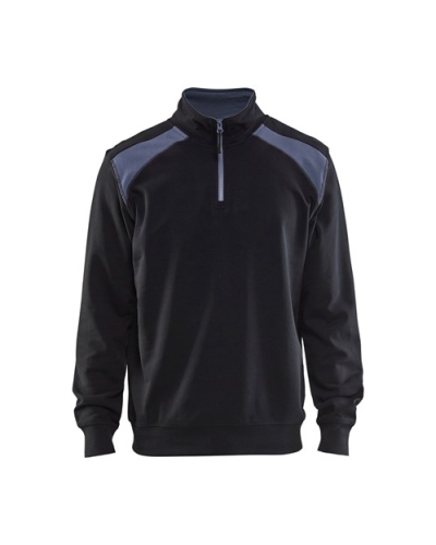 Blåkläder Sweater mit 1/2 RV, schwarz/grau