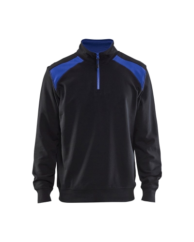 Blåkläder Sweater mit 1/2 RV, schwarz/kornblau